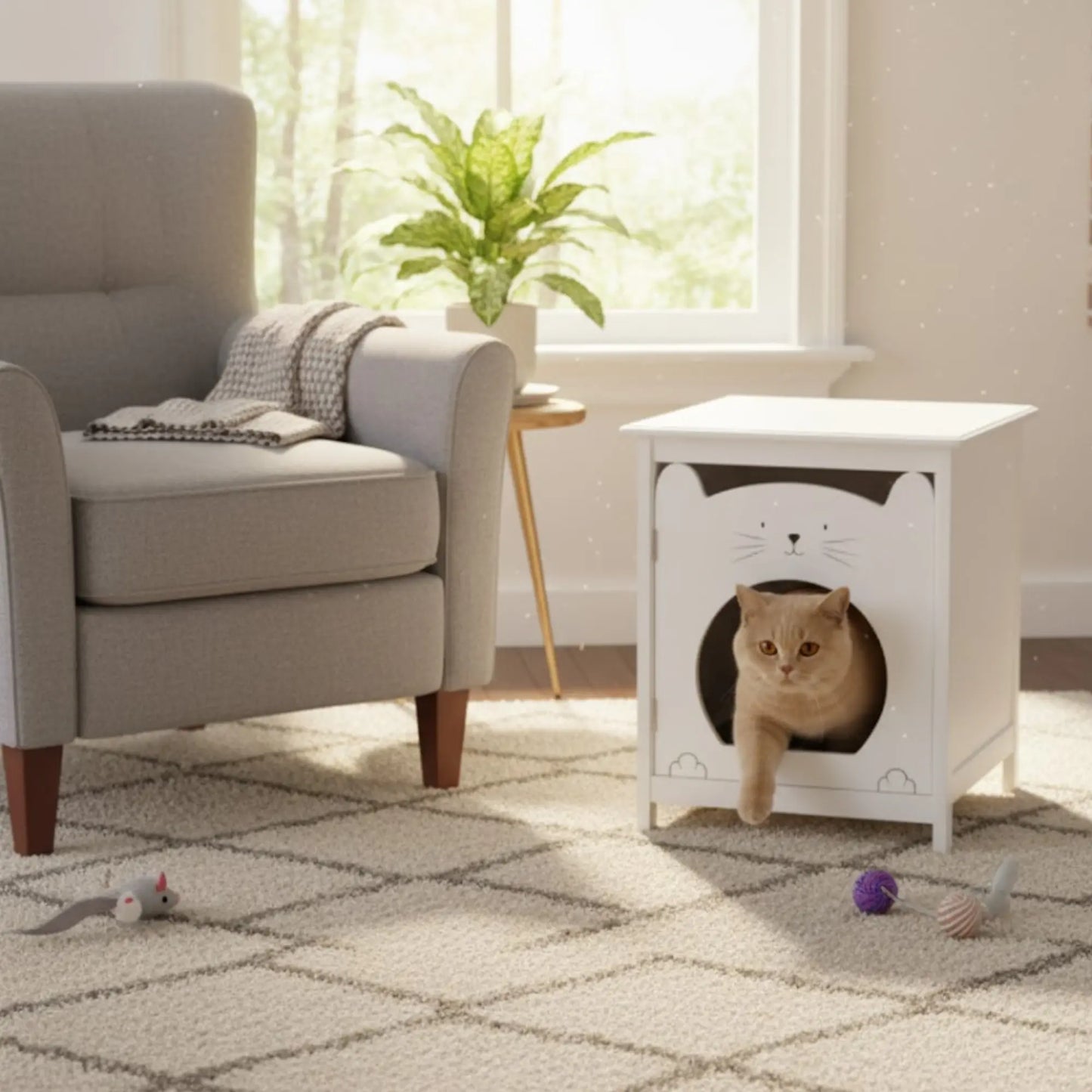 Meuble cache-litière blanc – Compact, design et discret