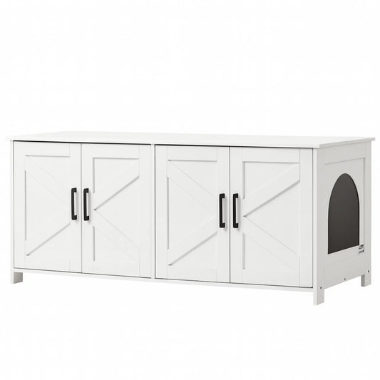 Meuble Cache Litière Chat Blanc – Banc Design Bois 2-en-1