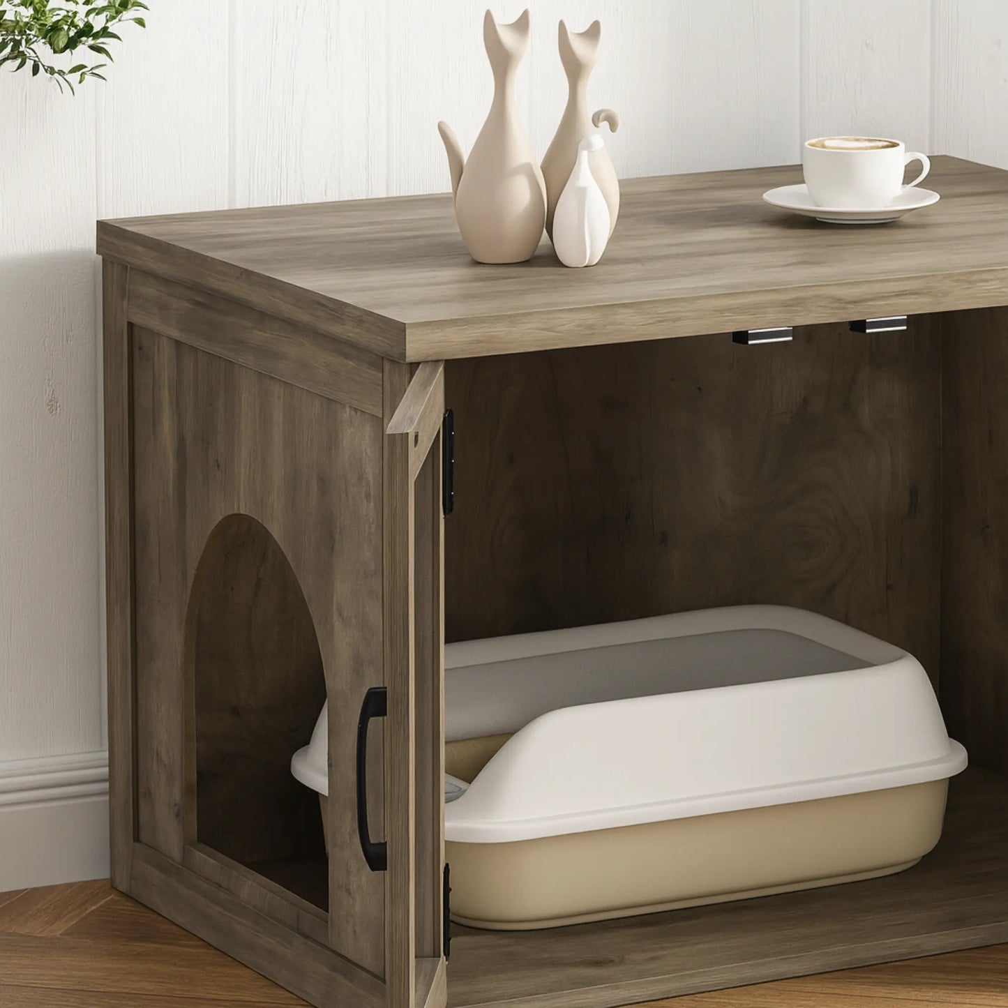 Meuble Cache Litière Chat Style Grange – Banc TV Rustique 119 cm