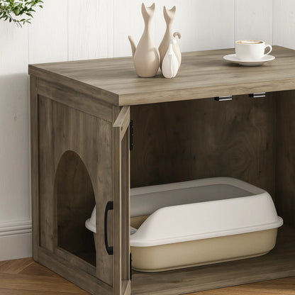 Meuble Cache Litière Chat Style Grange – Banc TV Rustique 119 cm