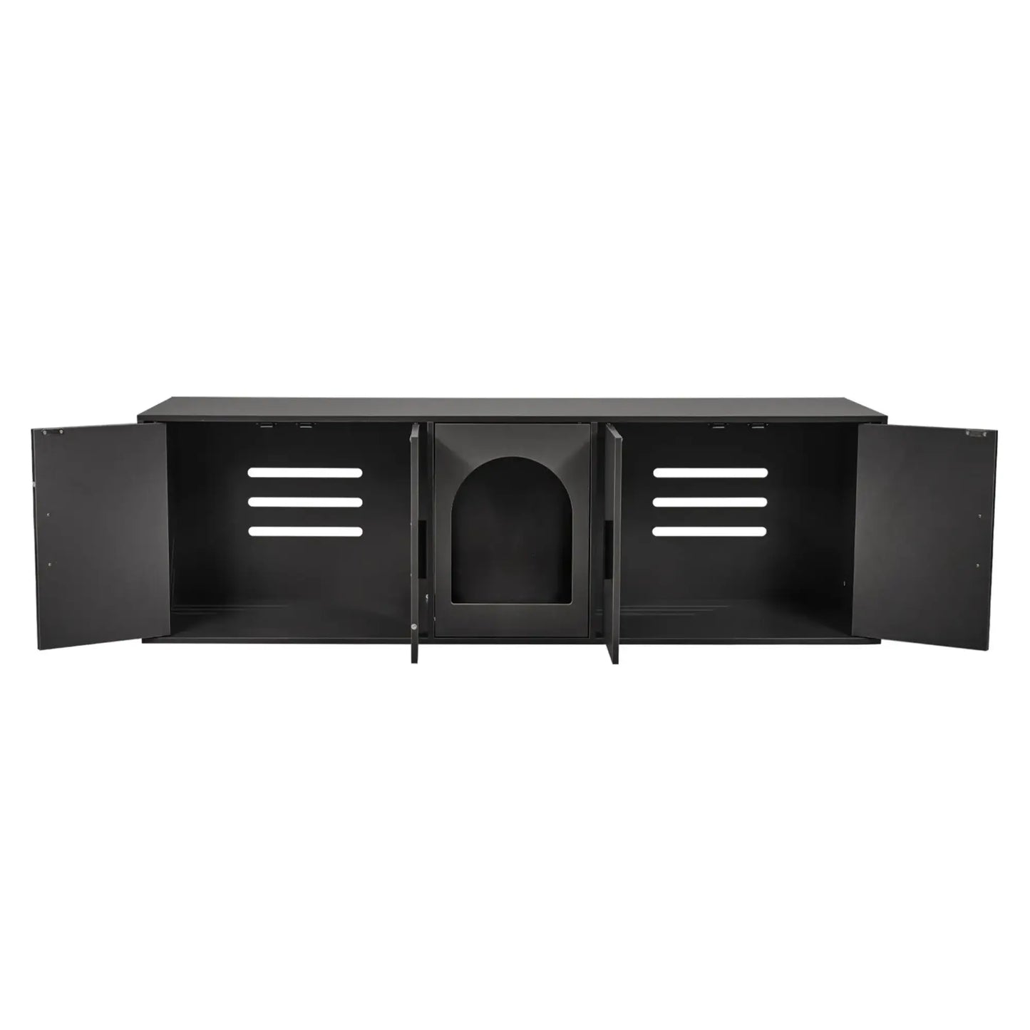Meuble Cache-Litière XXL pour Chat – Design Banc TV Moderne – Entrée Discrète & Rangements Fermés