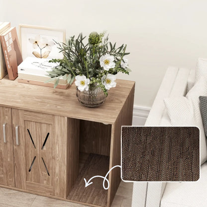Meuble Cache Litière Chat en Bois – Design Rustique et Fonctionnel
