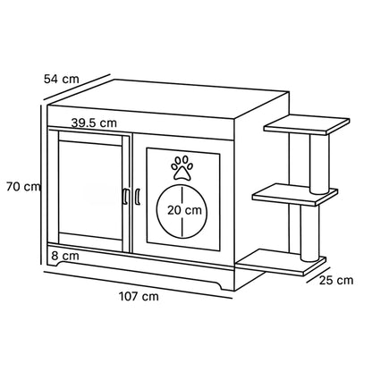 Meuble Cache Litière Chat avec Griffoir et Plateformes – Design Bois Moderne