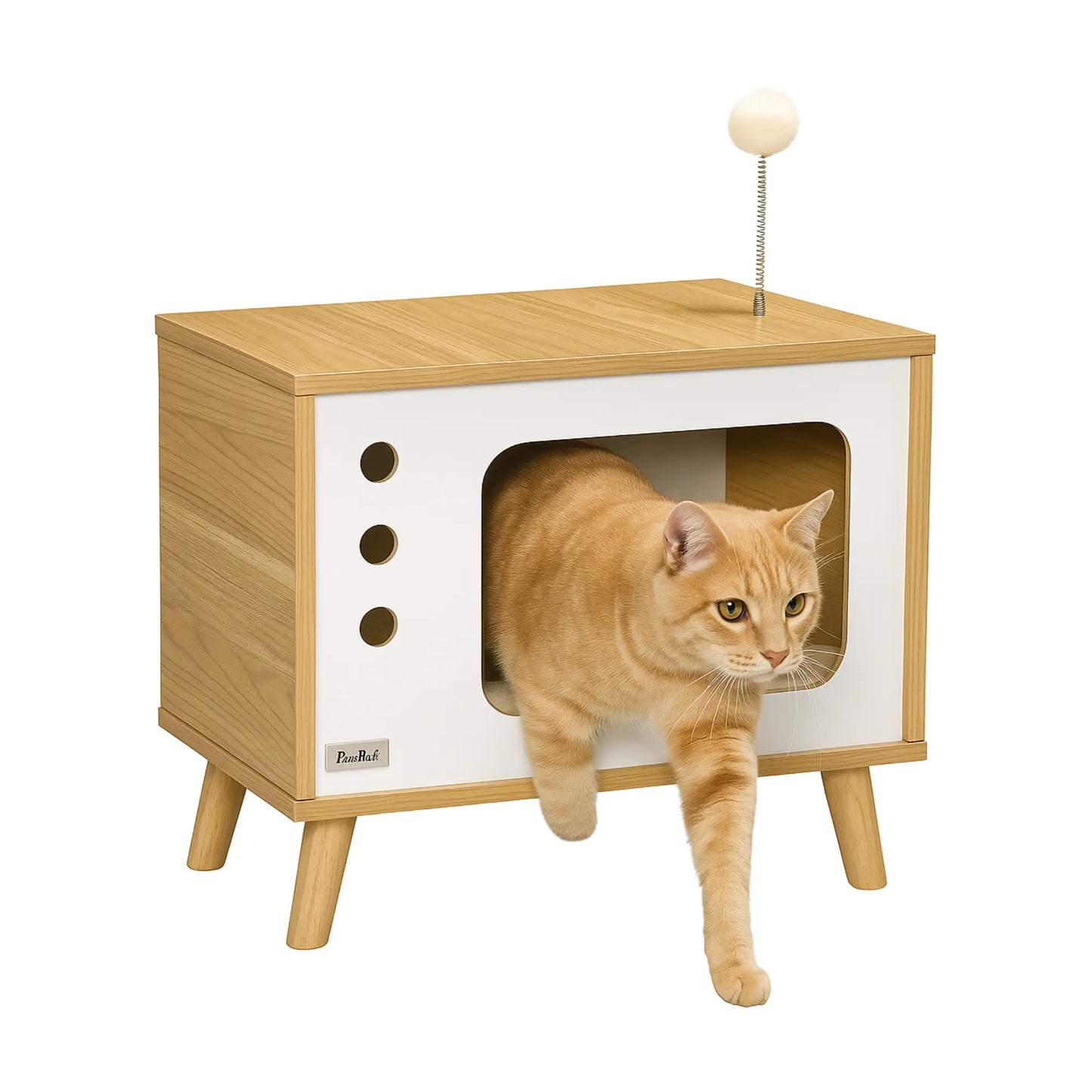Niche TV pour Chat avec Coussin – Meuble Design Bois Scandinave