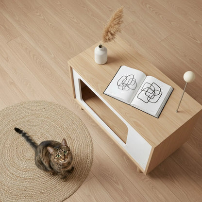 Niche TV pour Chat avec Coussin – Meuble Design Bois Scandinave