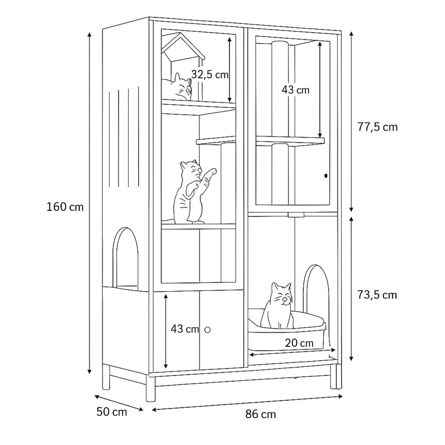 Armoire pour chat multifonction – Aire de jeu, griffoir et maison de toilette intégrée