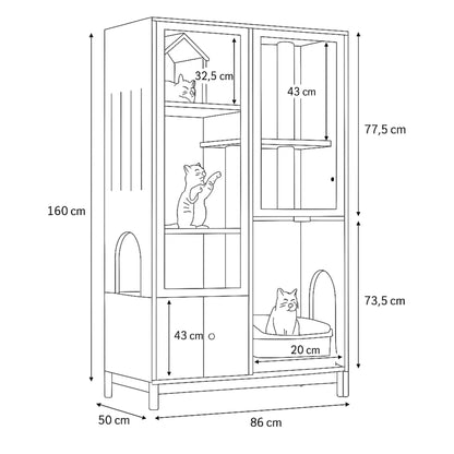 Armoire pour chat multifonction – Aire de jeu, griffoir et maison de toilette intégrée