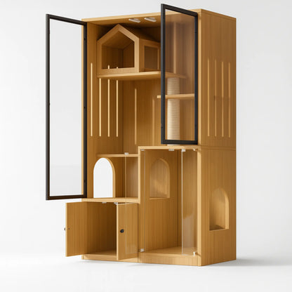 Armoire pour chat multifonction – Aire de jeu, griffoir et maison de toilette intégrée