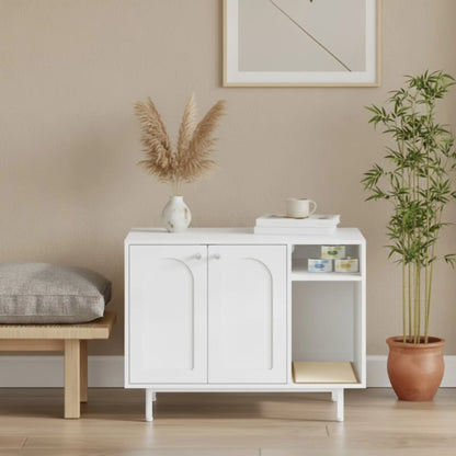 Meuble cache-litière pour chat – Armoire design blanche avec espace ouvert