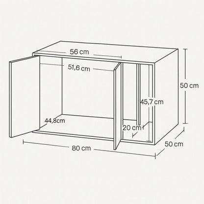 Cache-litière pour chat – Meuble moderne noir avec entrée latérale et double porte