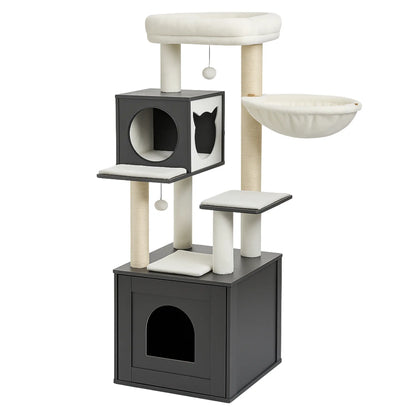 Meuble 2-en-1 chat – Arbre à chat avec cache-litière intégré