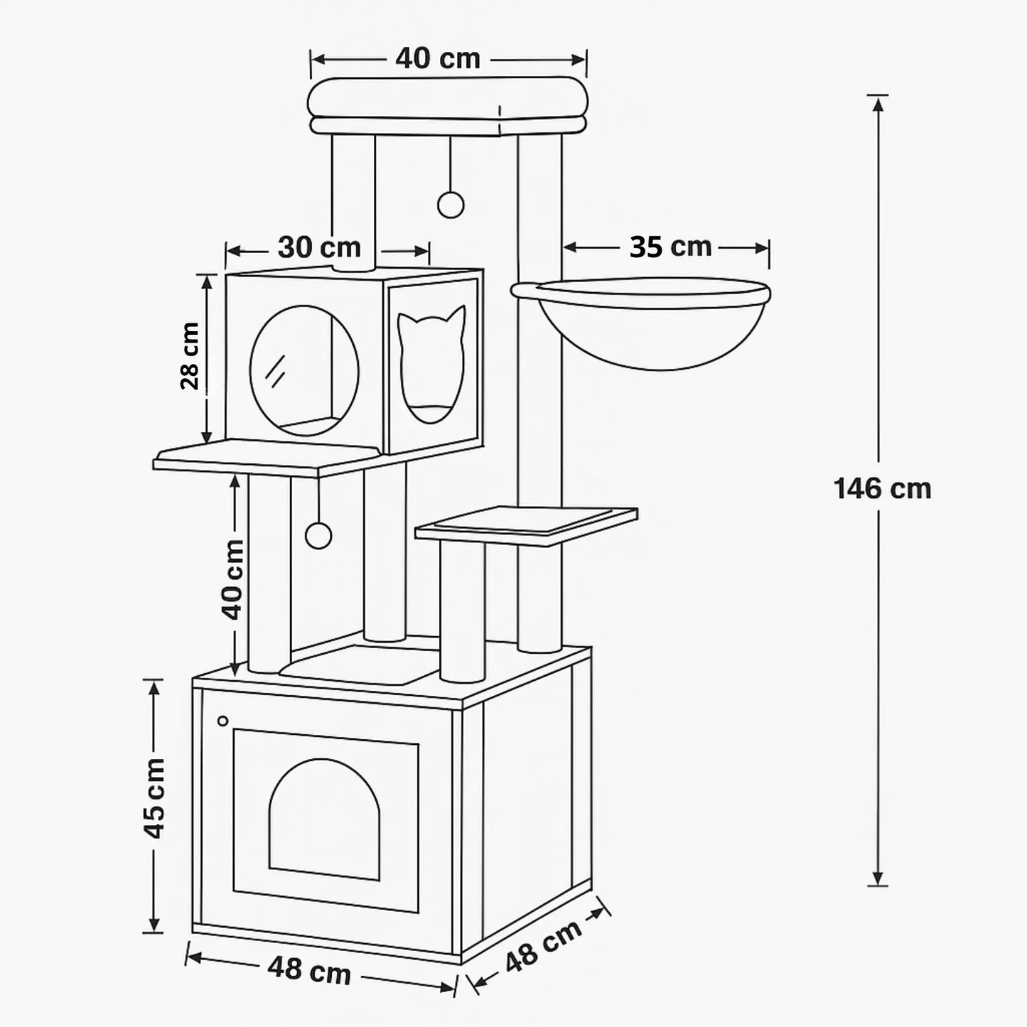 Meuble 2-en-1 chat – Arbre à chat avec cache-litière intégré