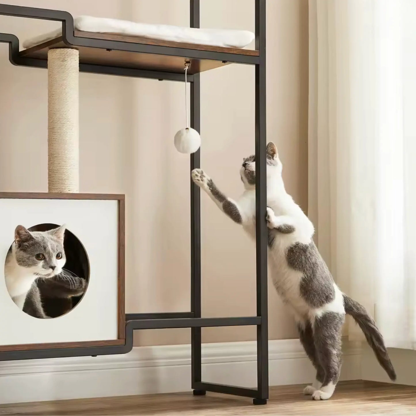 Meuble pour chat – Arbre, griffoir et étagères intégrés