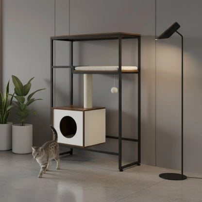 Meuble pour chat – Arbre, griffoir et étagères intégrés