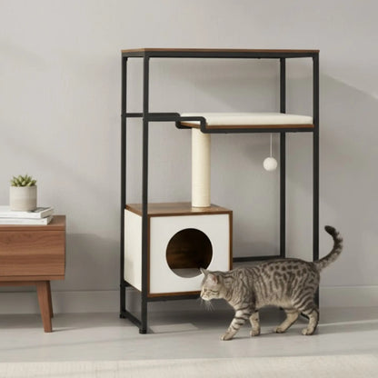 Meuble pour chat – Arbre, griffoir et étagères intégrés