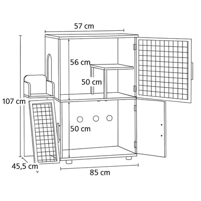 Meuble cache-litière design – Armoire blanche avec espace sécurisé pour chats