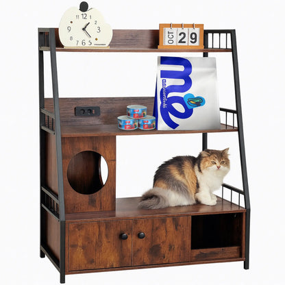 Meuble cache-litière multifonction – Rangement et espace chat intégré