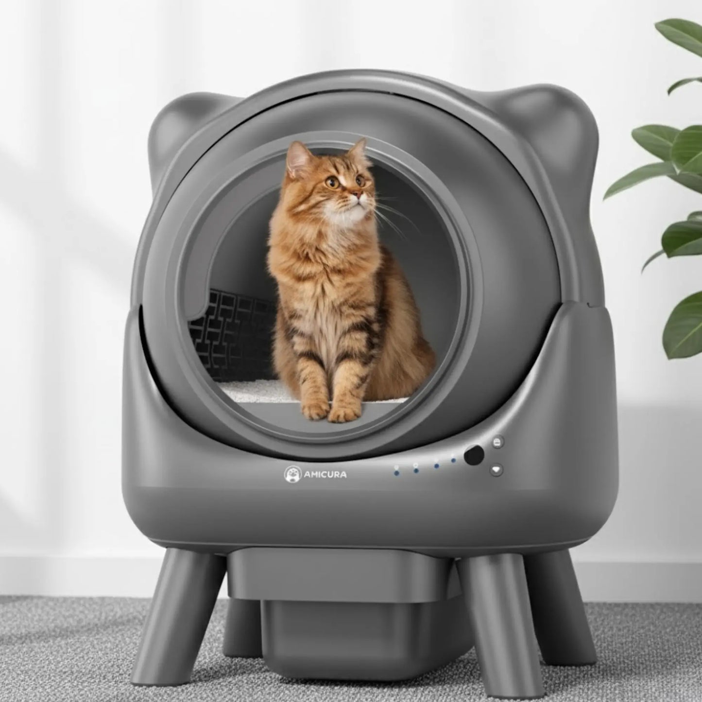 Litière Automatique Connectée Amicura Cura X1 – Contrôle App, Sécurité Intelligente, Capacité 60L