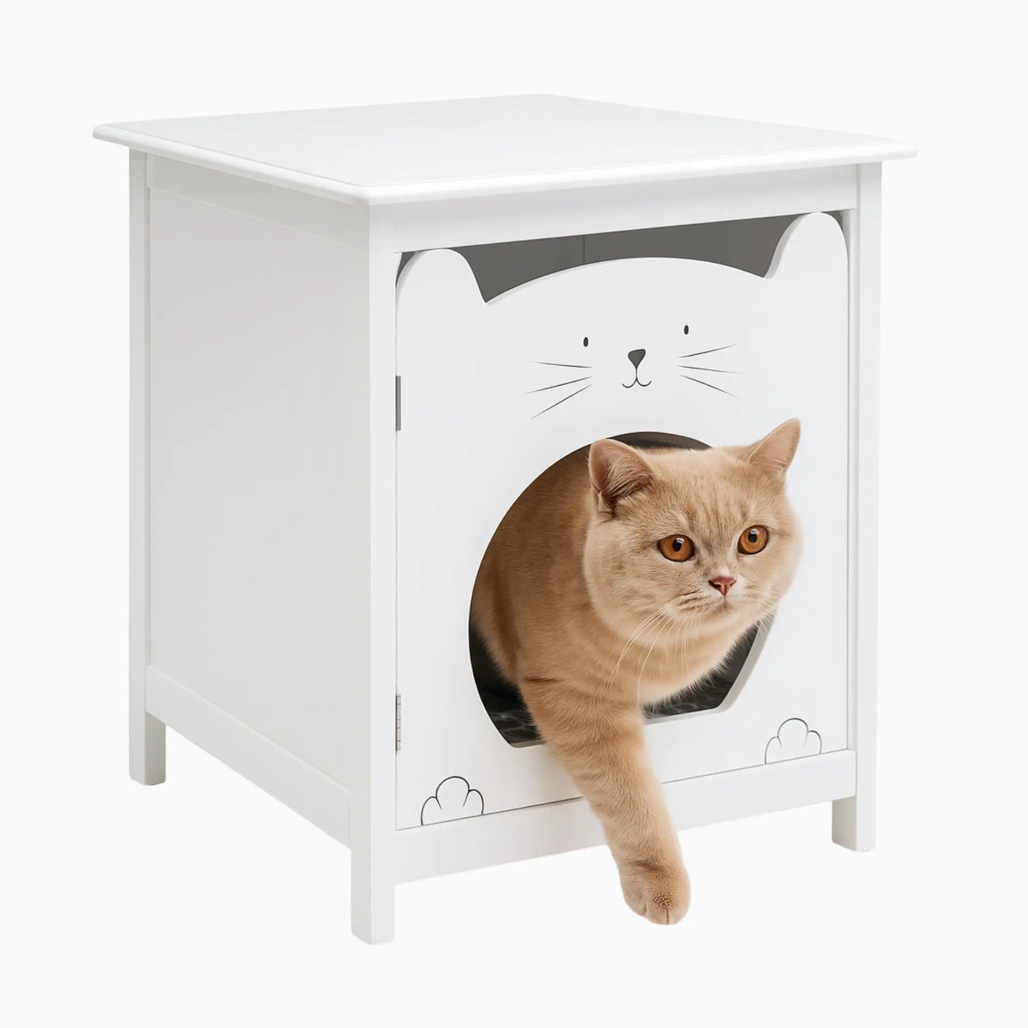 Meuble cache-litière blanc – Compact, design et discret