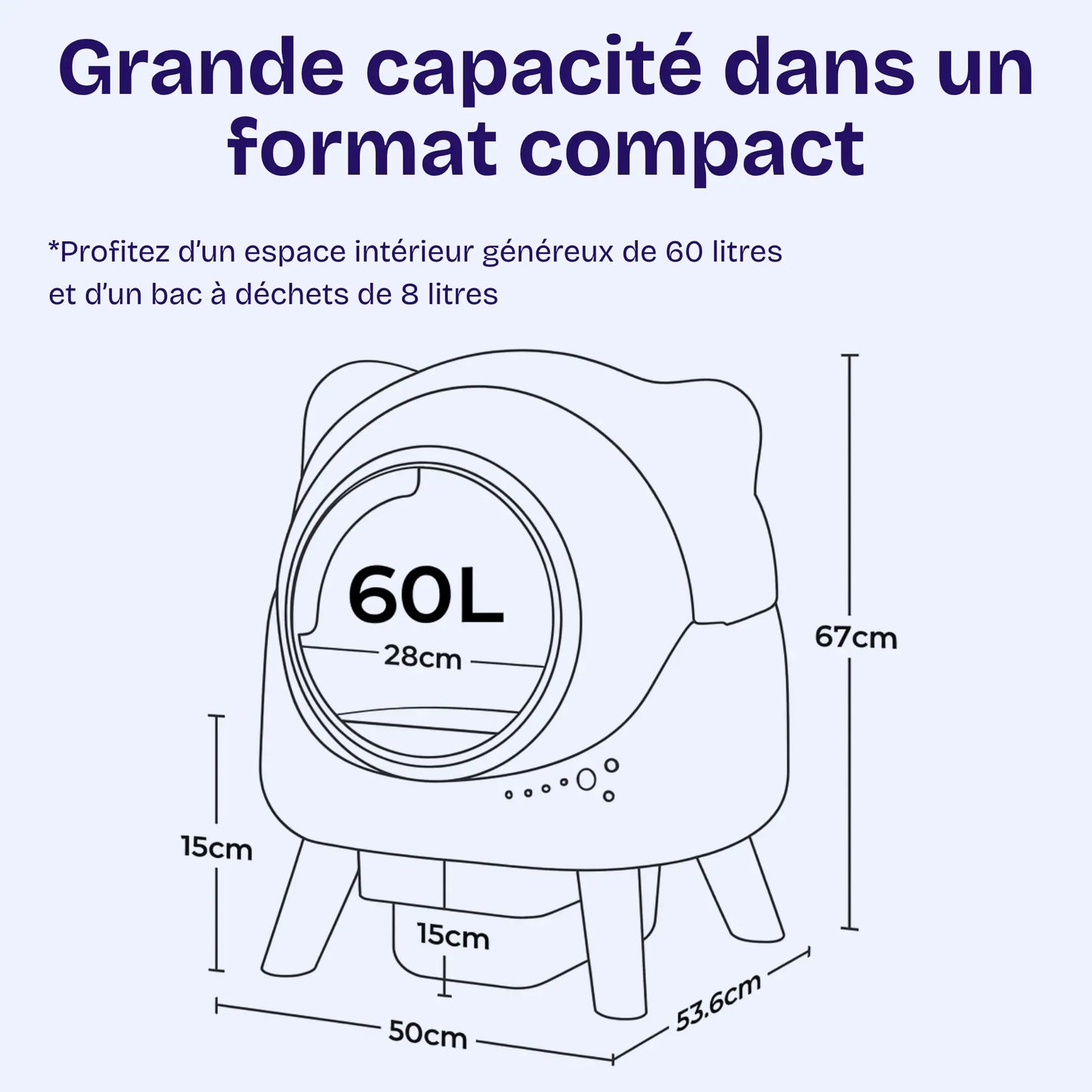 Litière Automatique Connectée Amicura Cura X1 – Contrôle App, Sécurité Intelligente, Capacité 60L
