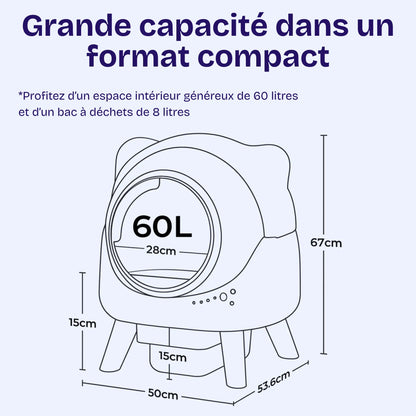 Litière Automatique Connectée Amicura Cura X1 – Contrôle App, Sécurité Intelligente, Capacité 60L