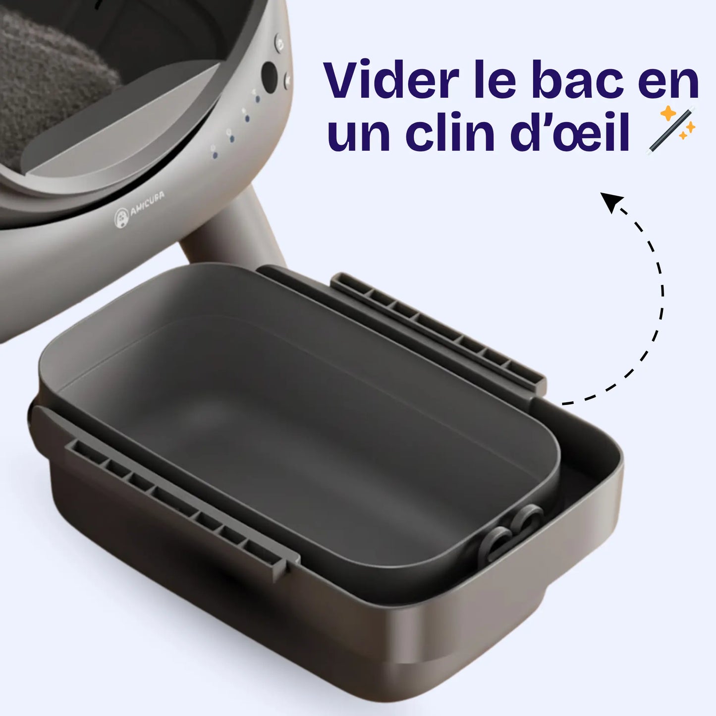 Litière Automatique Connectée Amicura Cura X1 – Contrôle App, Sécurité Intelligente, Capacité 60L