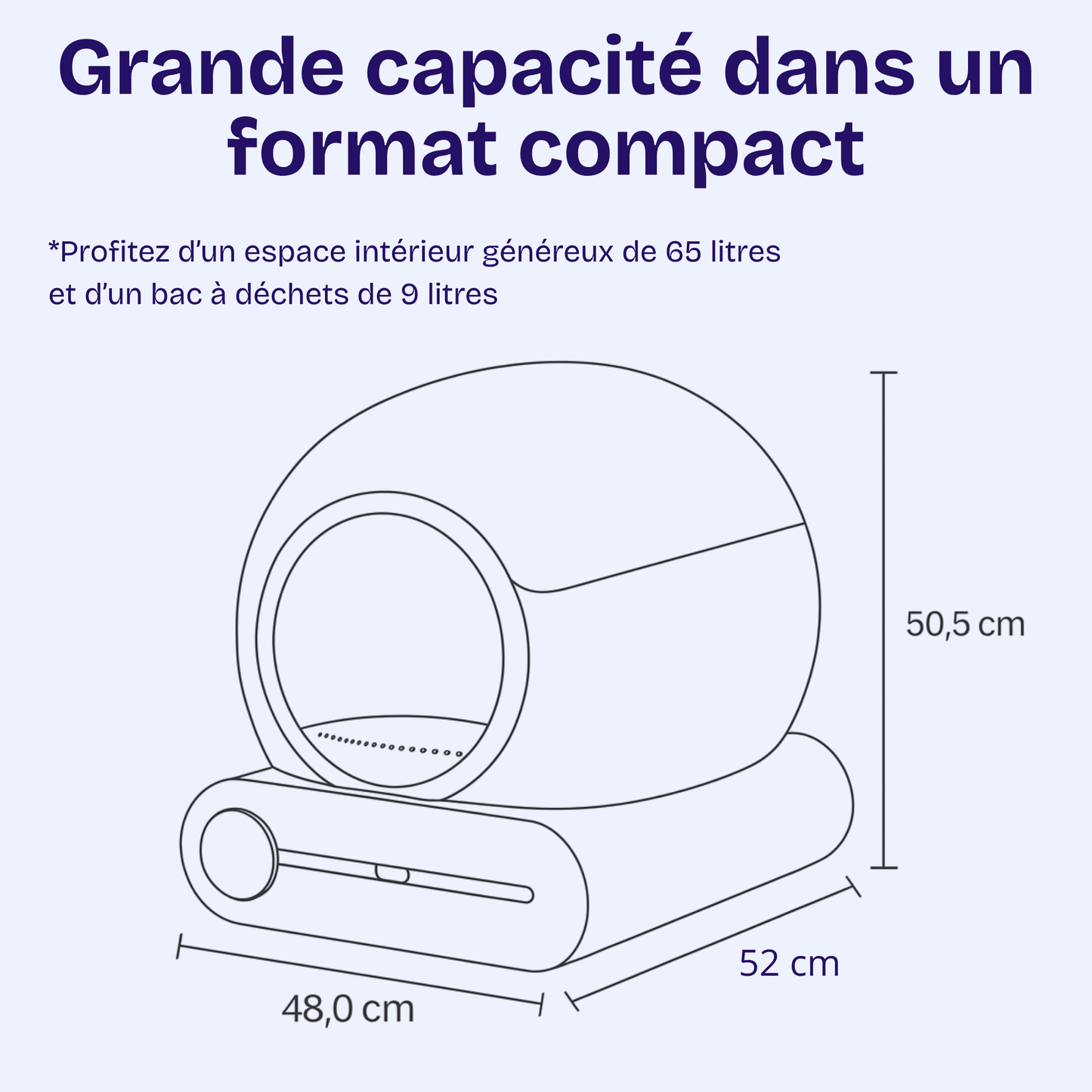 Litière automatique pour chat JONX 65L – autonettoyante, contrôle via app, design extra large