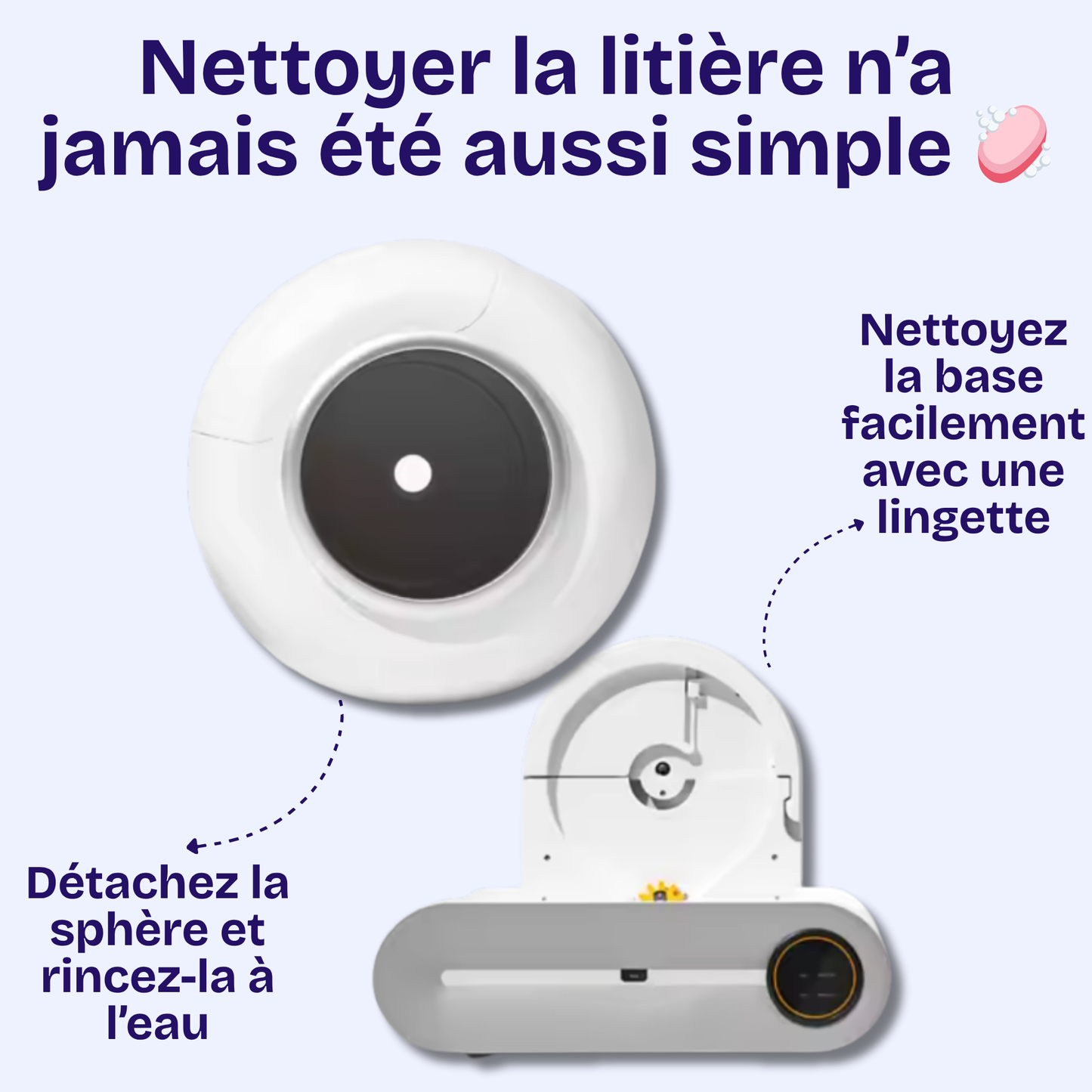 Litière automatique pour chat JONX 65L – autonettoyante, contrôle via app, design extra large