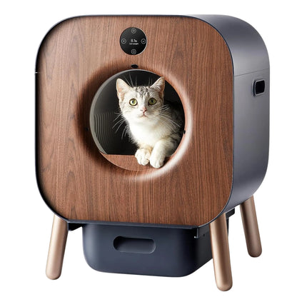 Litière Chat Autonettoyante Intelligente – PAWBBY P1 Ultra | Contrôle App, Design Bois