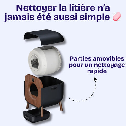 Litière Chat Autonettoyante Intelligente – PAWBBY P1 Ultra | Contrôle App, Design Bois