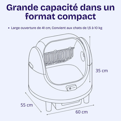 Litière Autonettoyant pour Chat avec Contrôle WiFi – Capteur Intelligent, Grande Capacité