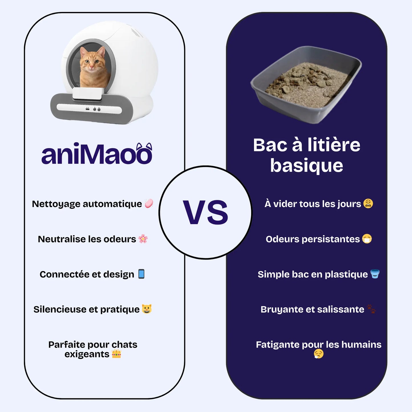 Litière Automatique Connecté DOEL – Nettoyage 360°, Contrôle App, Grande Capacité 65L