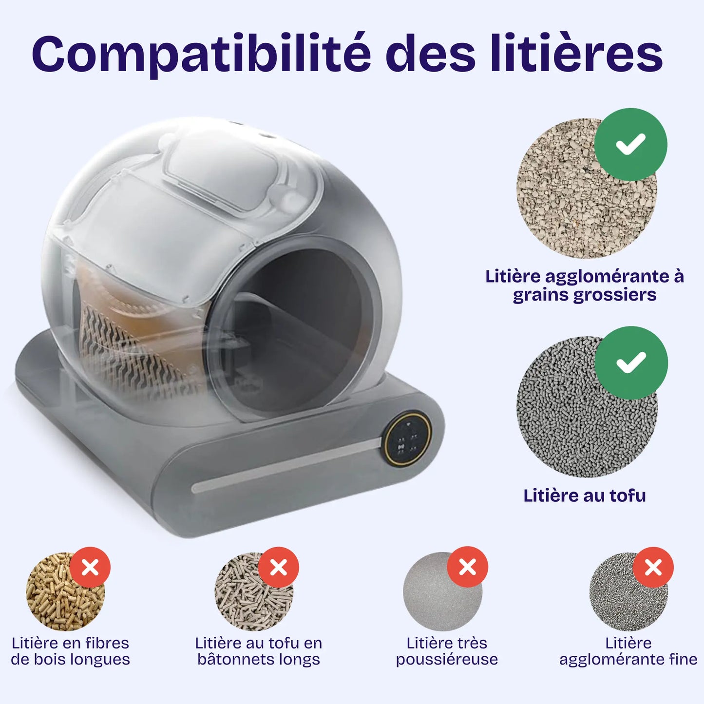 Litière automatique pour chat JONX 65L – autonettoyante, contrôle via app, design extra large