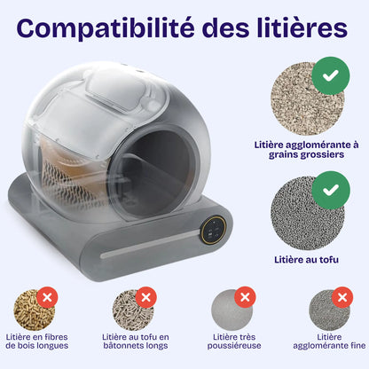 Litière automatique pour chat JONX 65L – autonettoyante, contrôle via app, design extra large