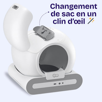 Litière Automatique Connecté DOEL – Nettoyage 360°, Contrôle App, Grande Capacité 65L